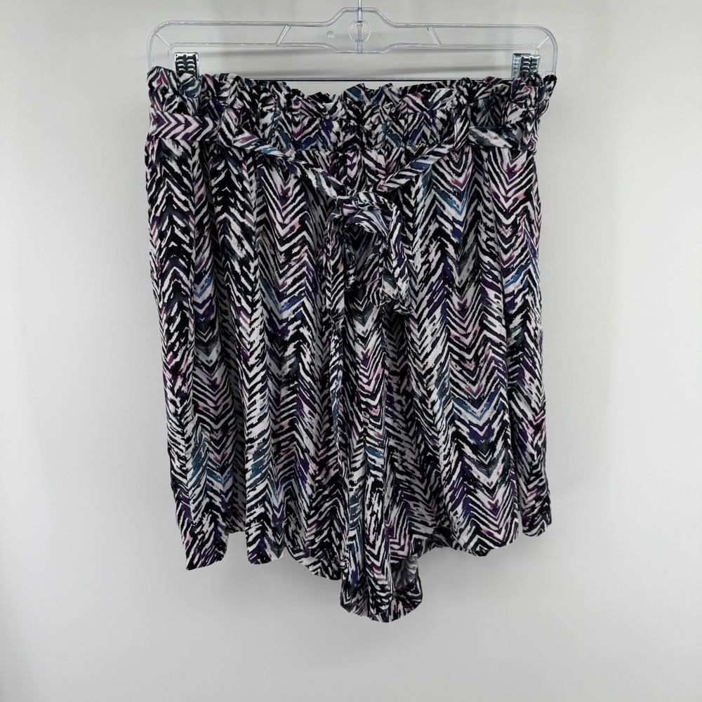Torrid Purple Chevron Ikat‎ Paperbag Waist Tie Shorts Lined Boho Plus Size 1
